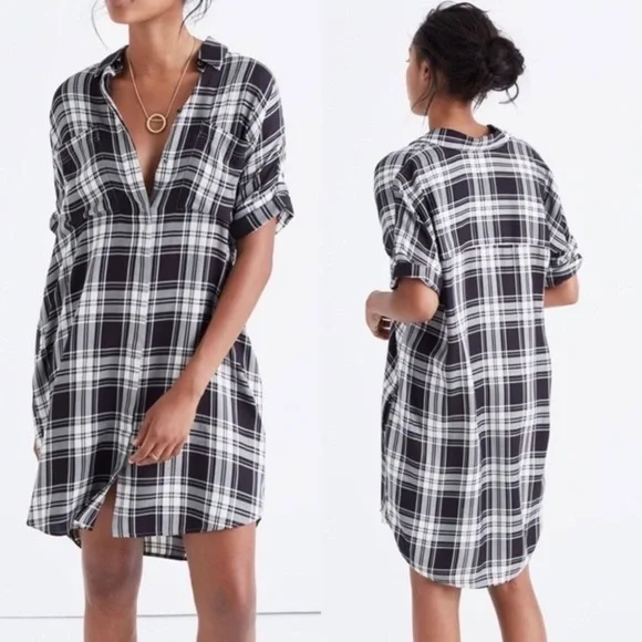 Madewell Flannel Daywalk Shirtdress in Glendale plaid size Medium - Picture 1 of 9